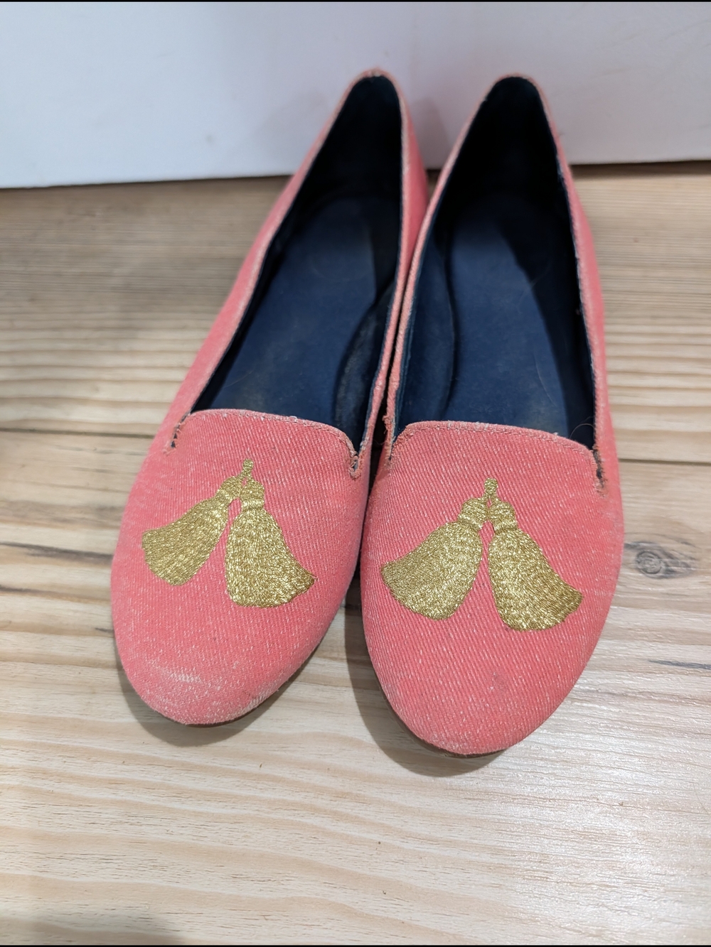 Jack Rogers Bee Loafers Pink Canvas Flats Women's Size 8.5 Embroidered - Picture 5 of 8